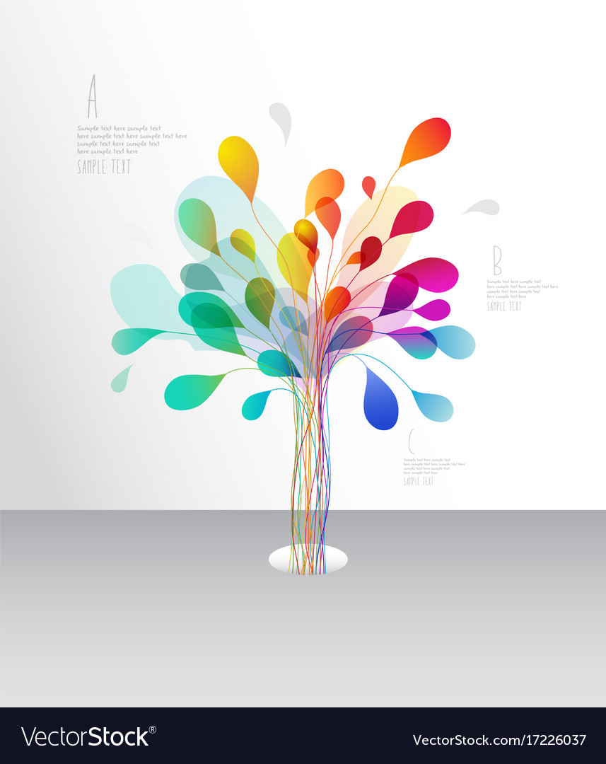 Colorful tree created from lines and leafs