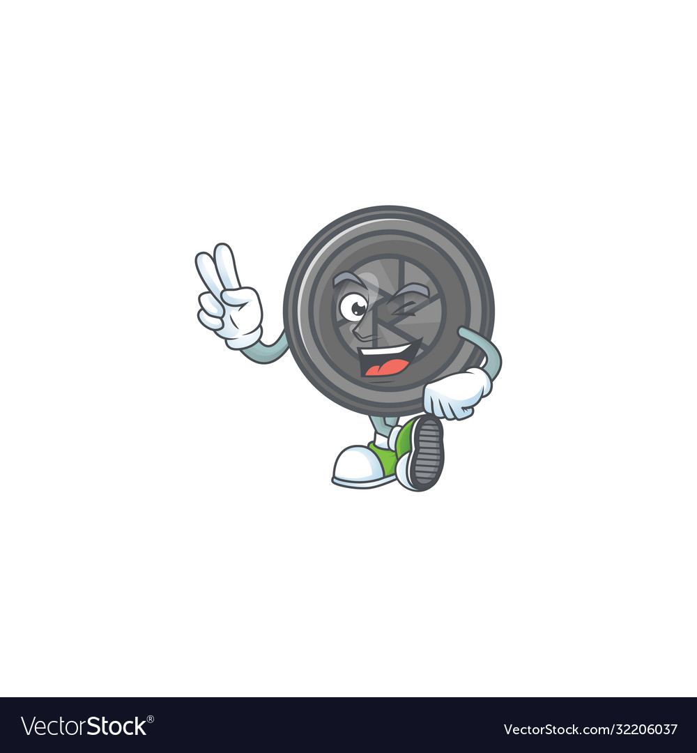 Cute cartoon camera lens with two fingers Vector Image Cute cartoon camera lens with two fingers Vector Image