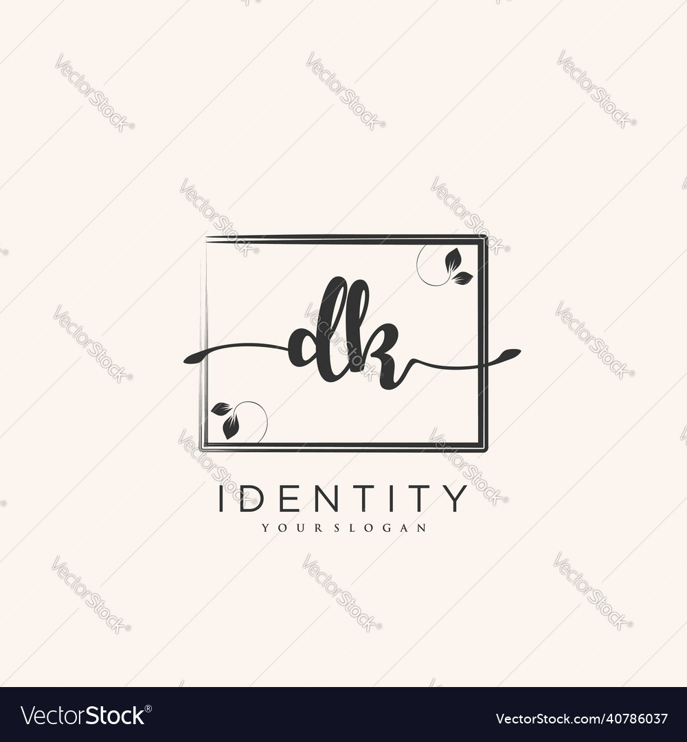 Dk handwriting logo of initial signature wedding