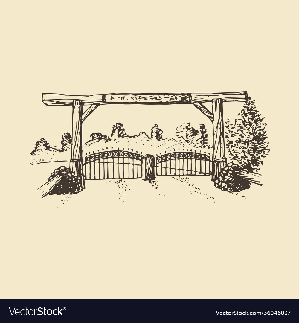 Hand drawn a farm gate view