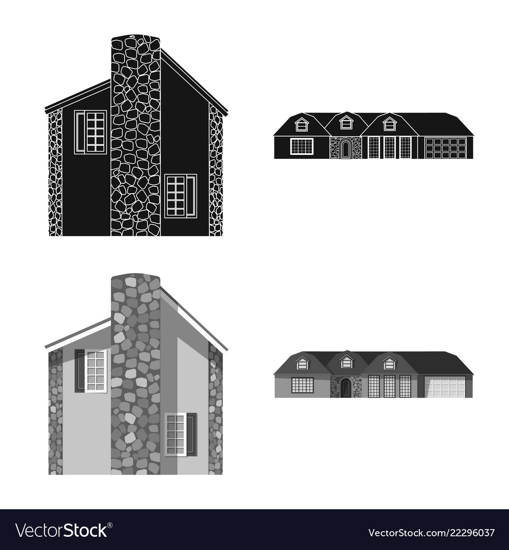 Isolated object of building and front symbol set