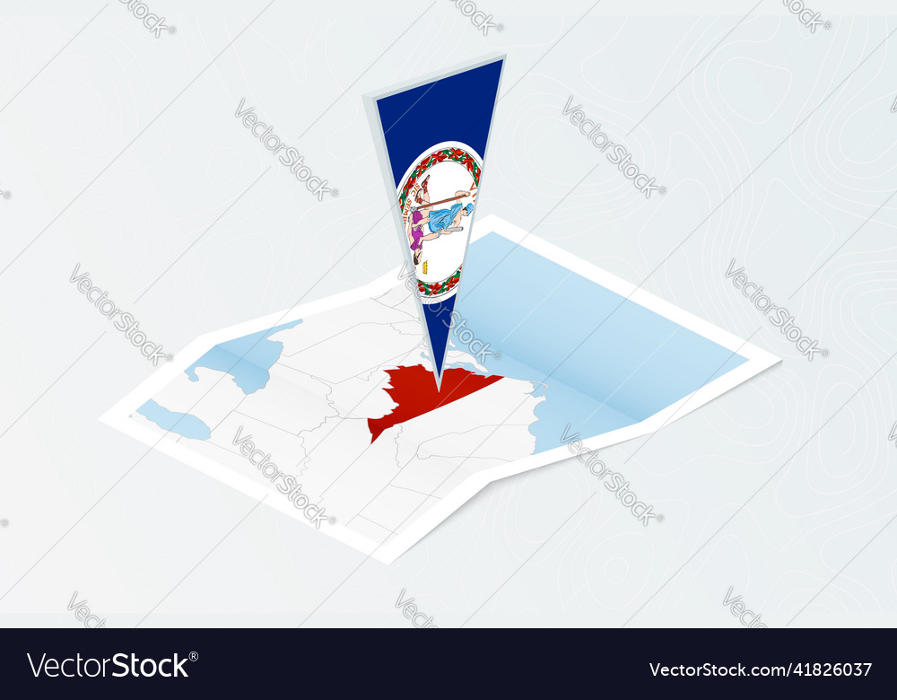 Isometric paper map of virginia with triangular
