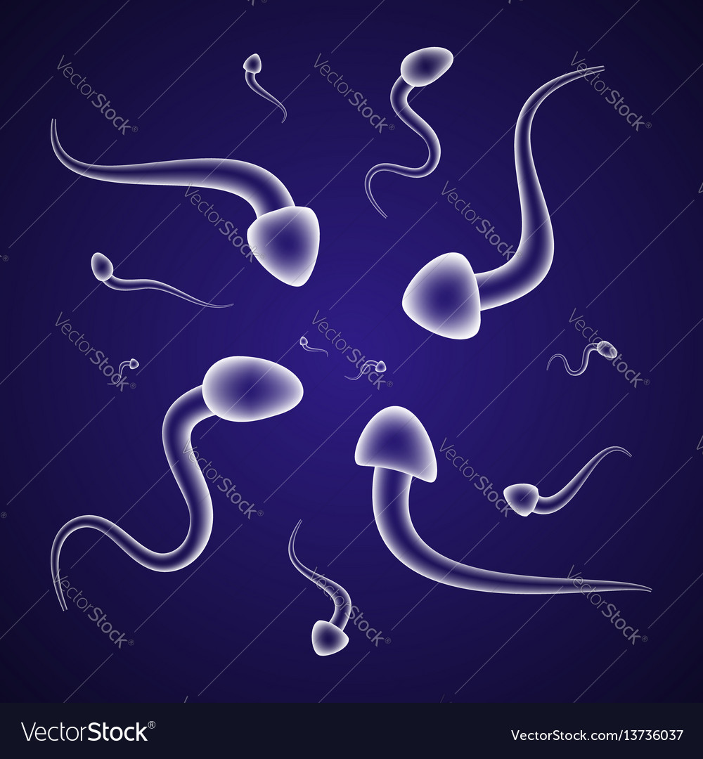 Male Spermienzellen auf blauem Hintergrund