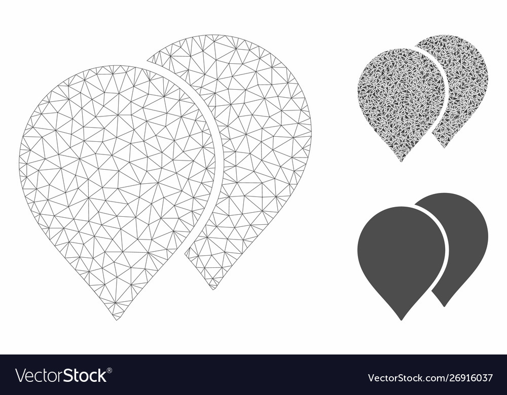Map pointers mesh network model vector image Map pointers mesh network model