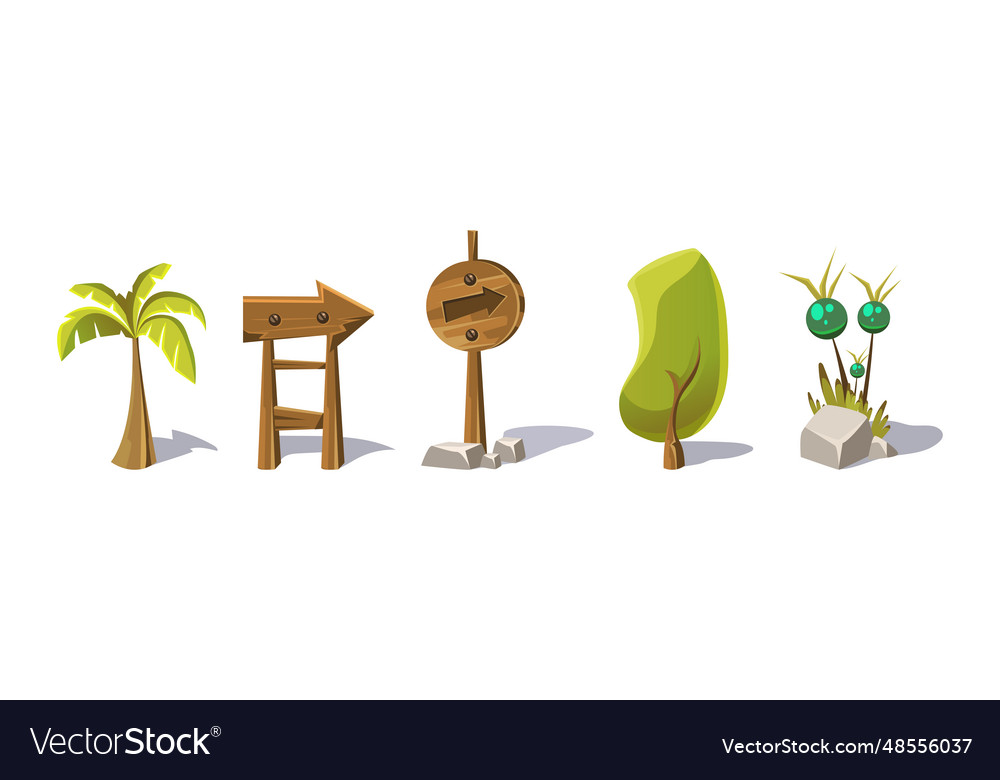 Nature game landscape object and elements vector image Nature game landscape object and elements