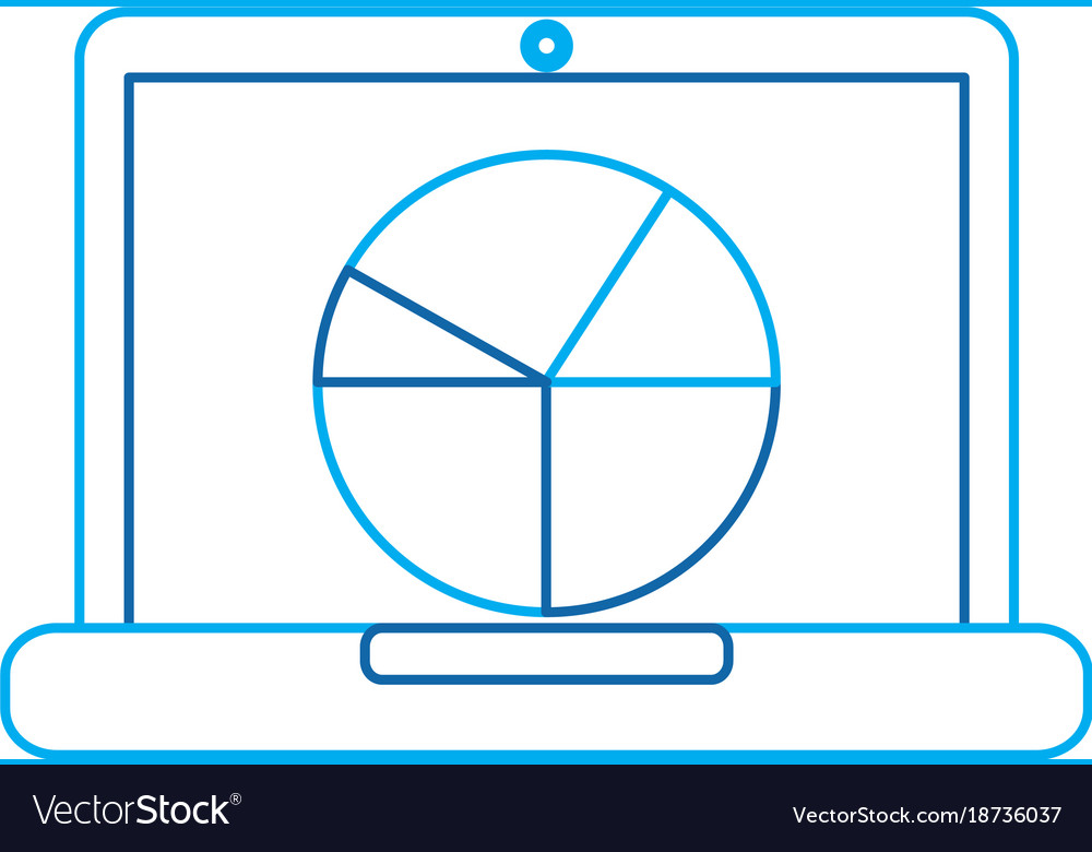 Pie graph chart on laptop screen icon image