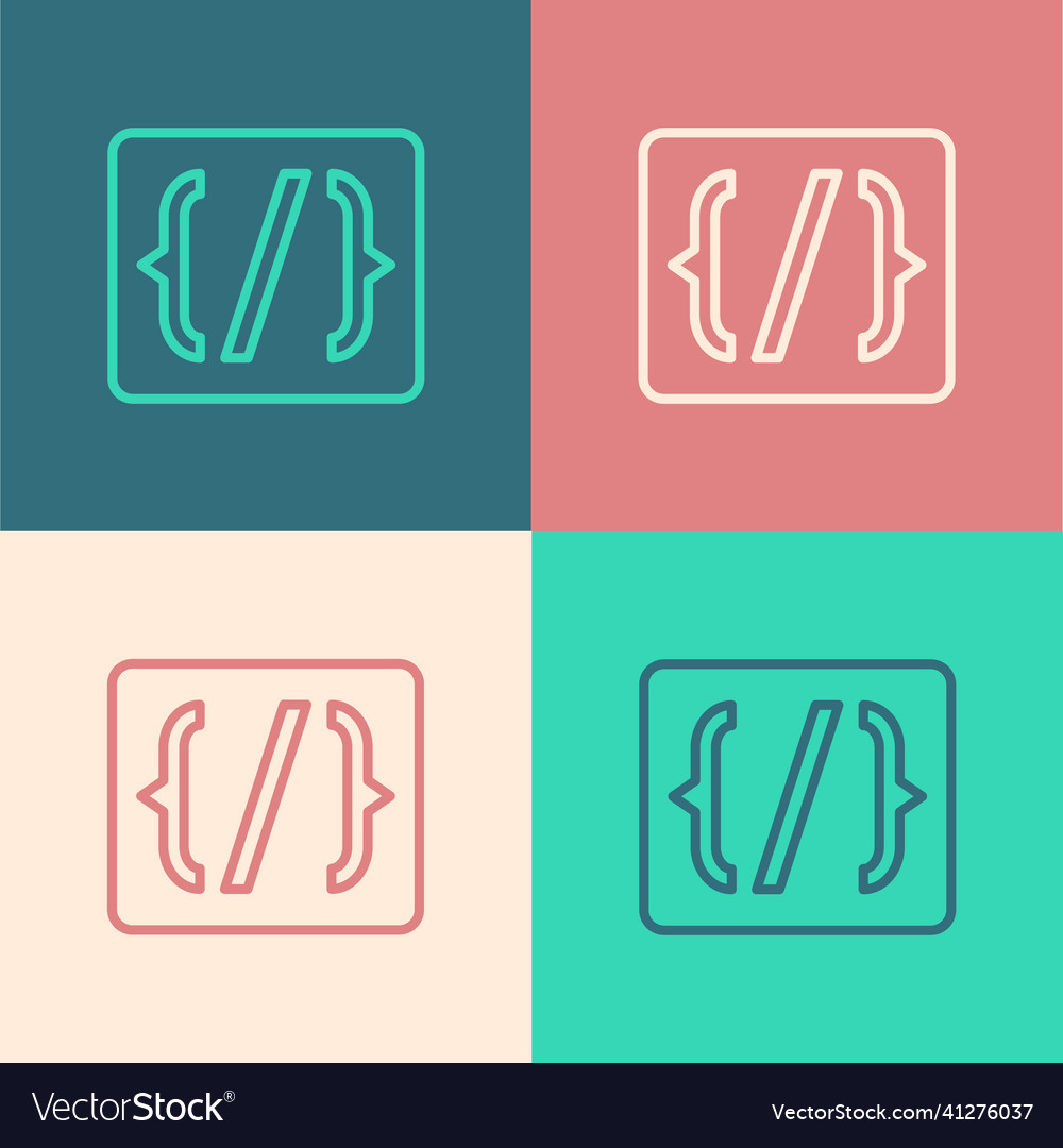 Pop art line programming language syntax icon vector image Pop art line programming language syntax icon