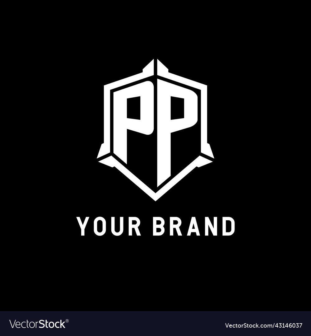Pp logo initial with shield shape design style