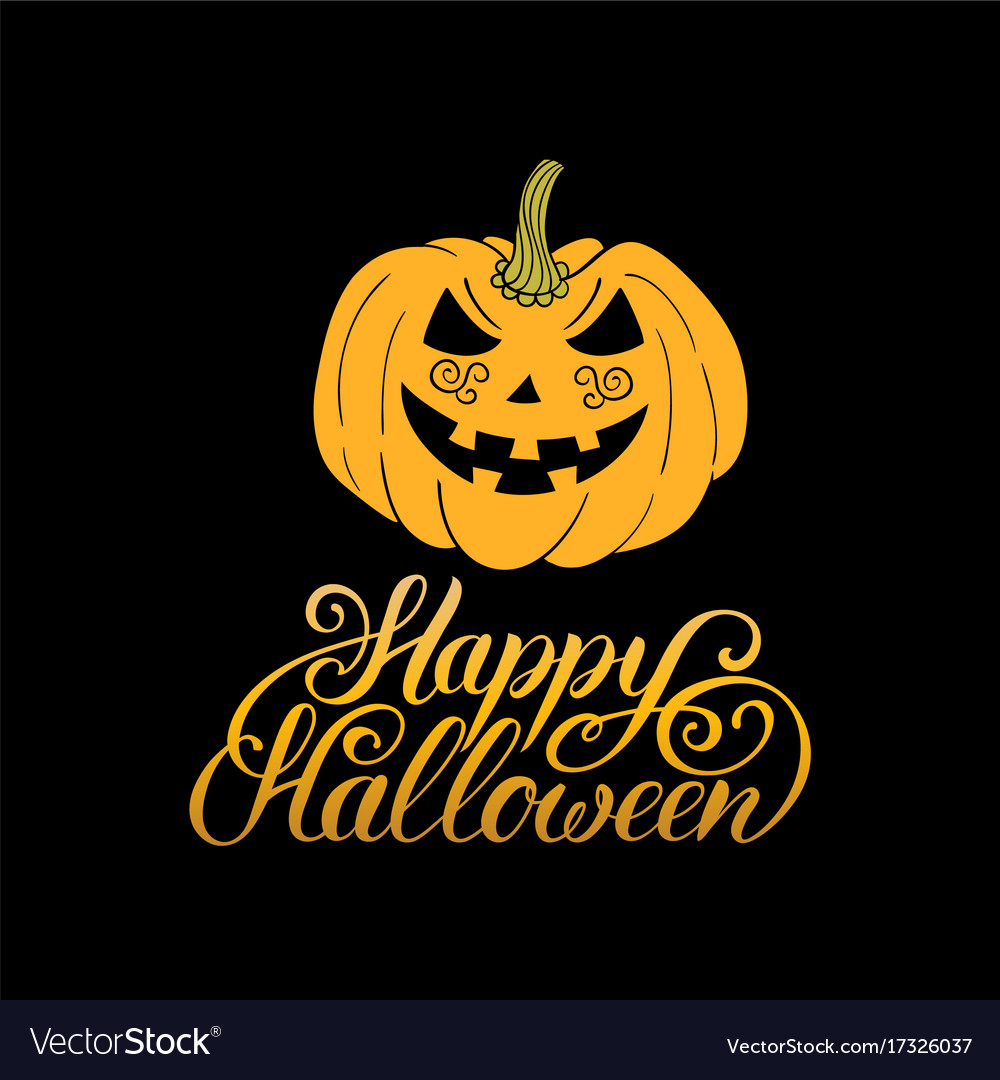 Pumpkin with happy halloween Royalty Free Vector Image