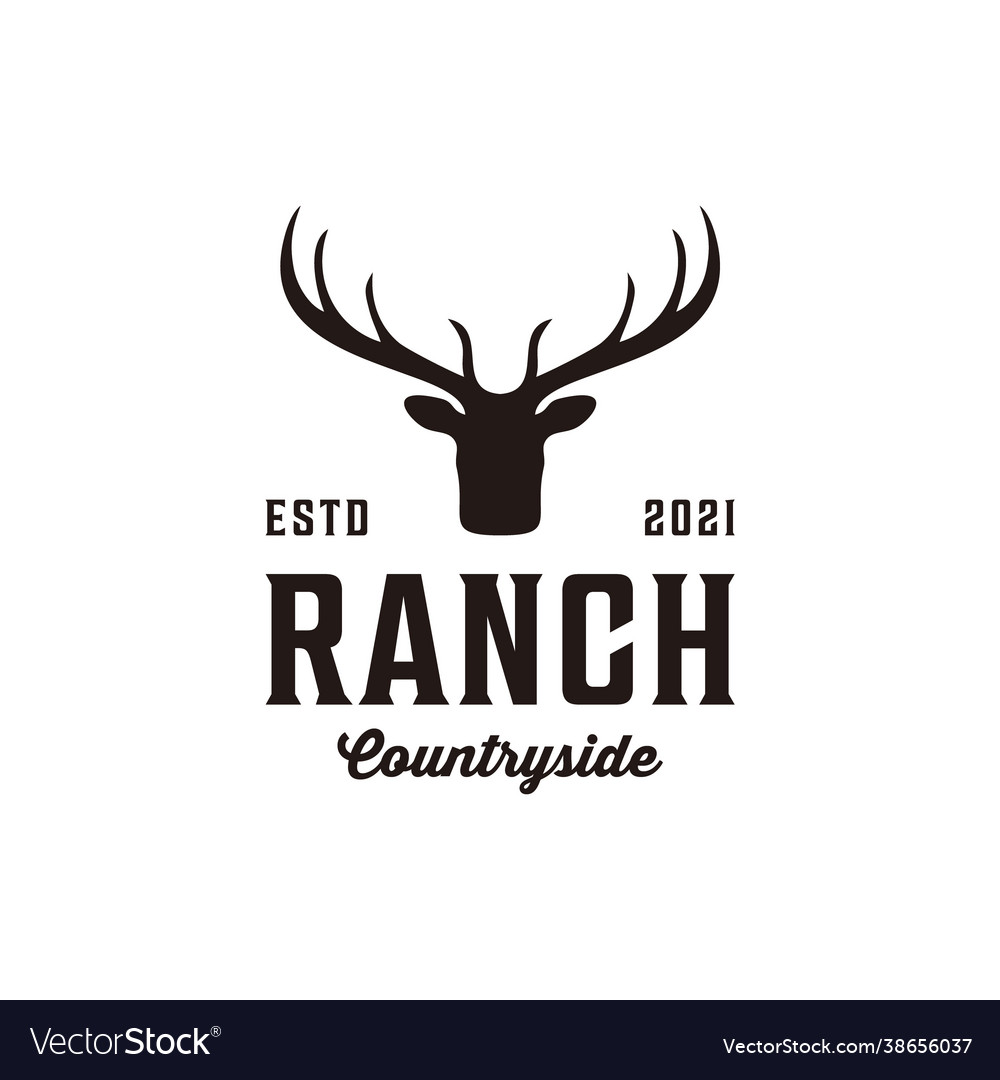 Ranch vintage retro silhouette deer logo design Vector Image