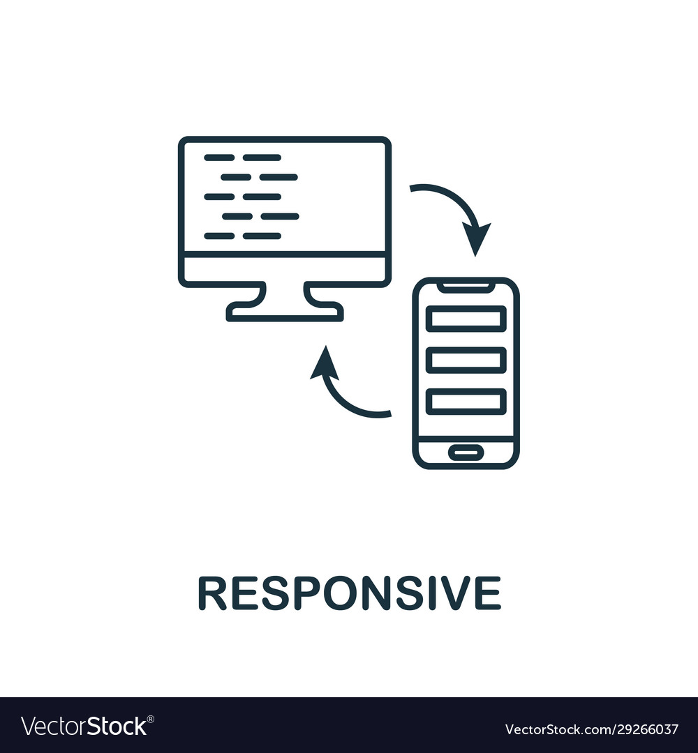 Responsive line icon thin design style from vector image Responsive line icon thin design style from