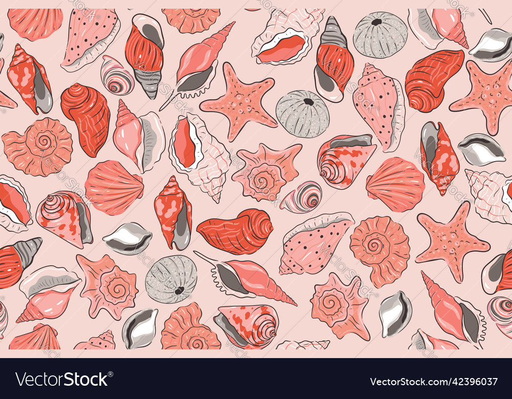 Seamless pattern with shells and starfish Vector Image Seamless pattern with shells and starfish