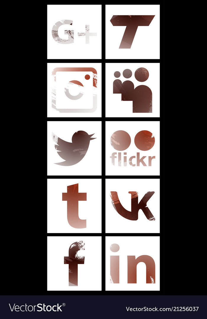 Set of social networking icons web design flat vector image Set of social networking icons web design flat