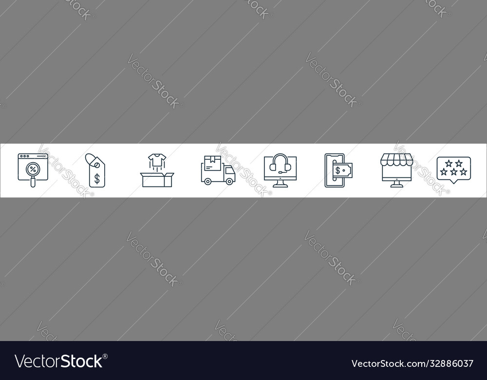 Shopping ecommerce line icons linear set quality vector image Shopping ecommerce line icons linear set quality
