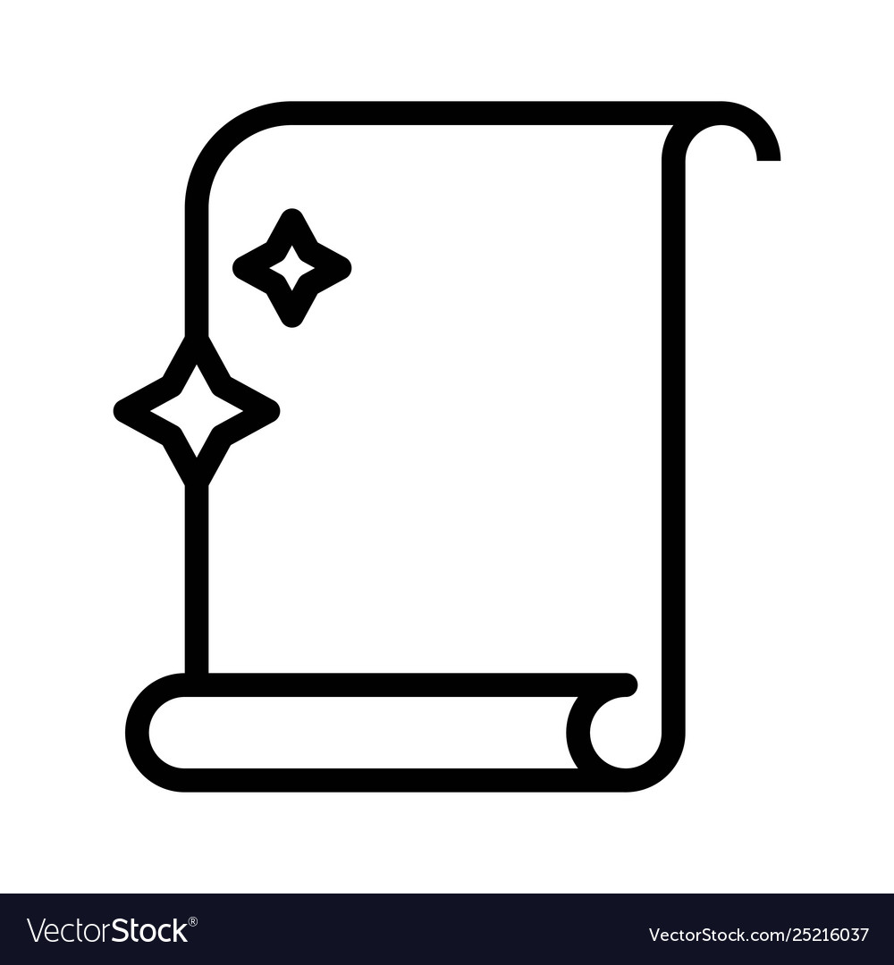 Spell scroll magic related line style icon