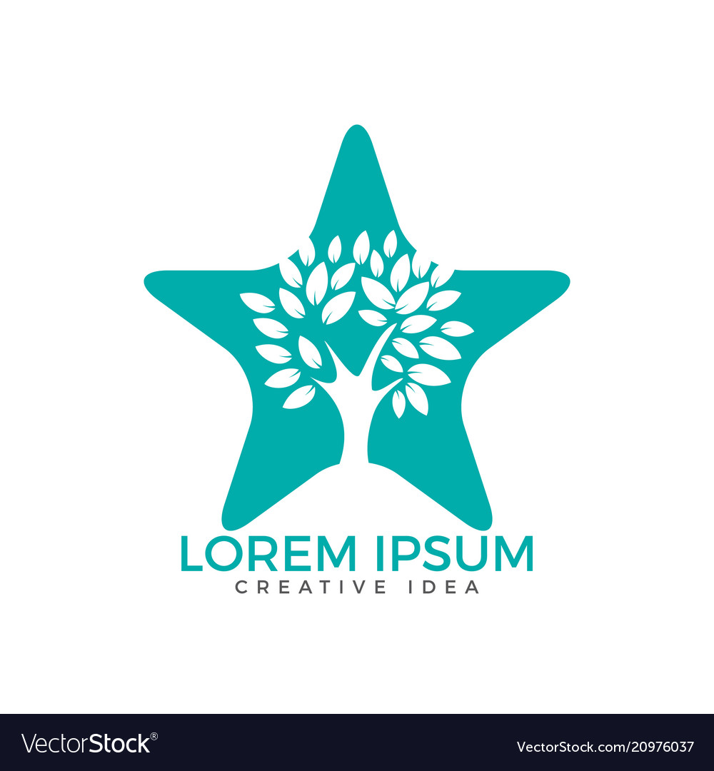 Star tree logo design Royalty Free Vector Image