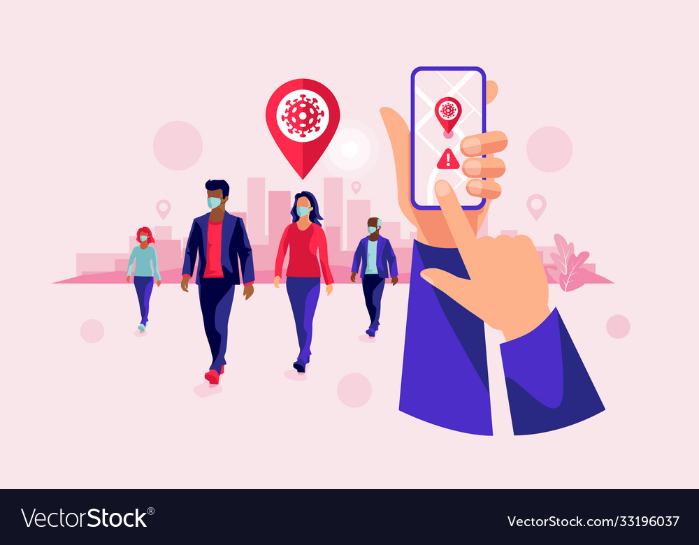 Tracking location smartphone app with group Vector Image