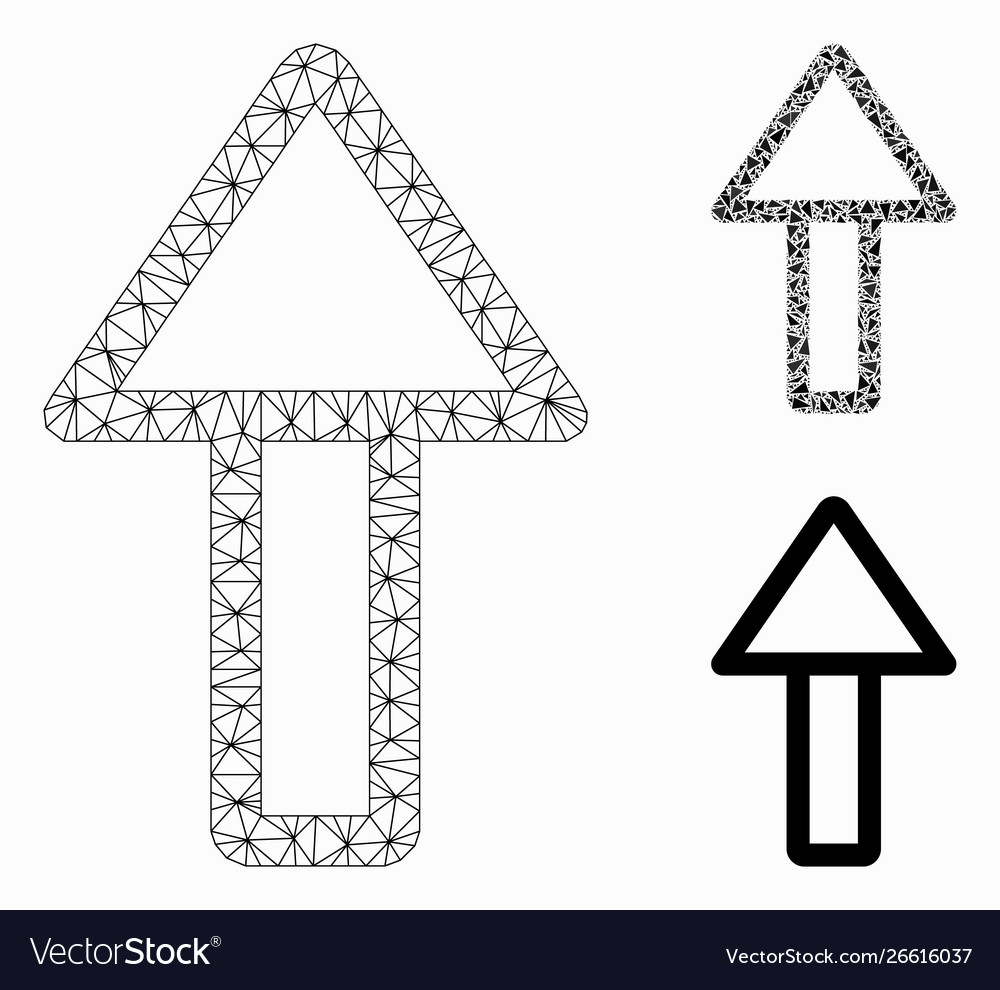 Up arrow mesh network model and triangle vector image Up arrow mesh network model and triangle