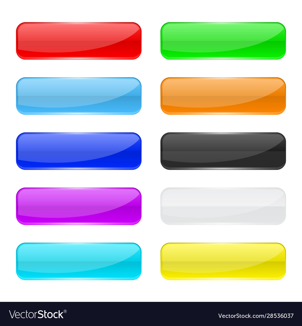 Web buttons colored shiny rectangle icons Vector Image