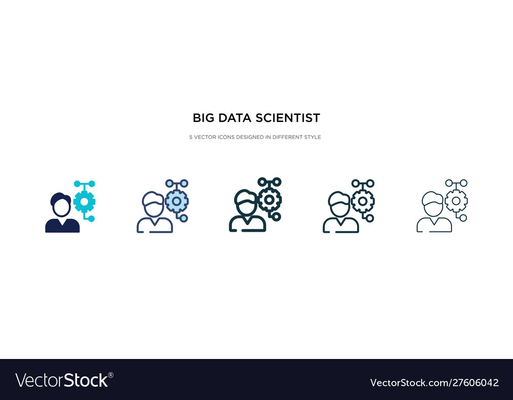 Big Data Scientist Icon In Different Style Two Vector Image