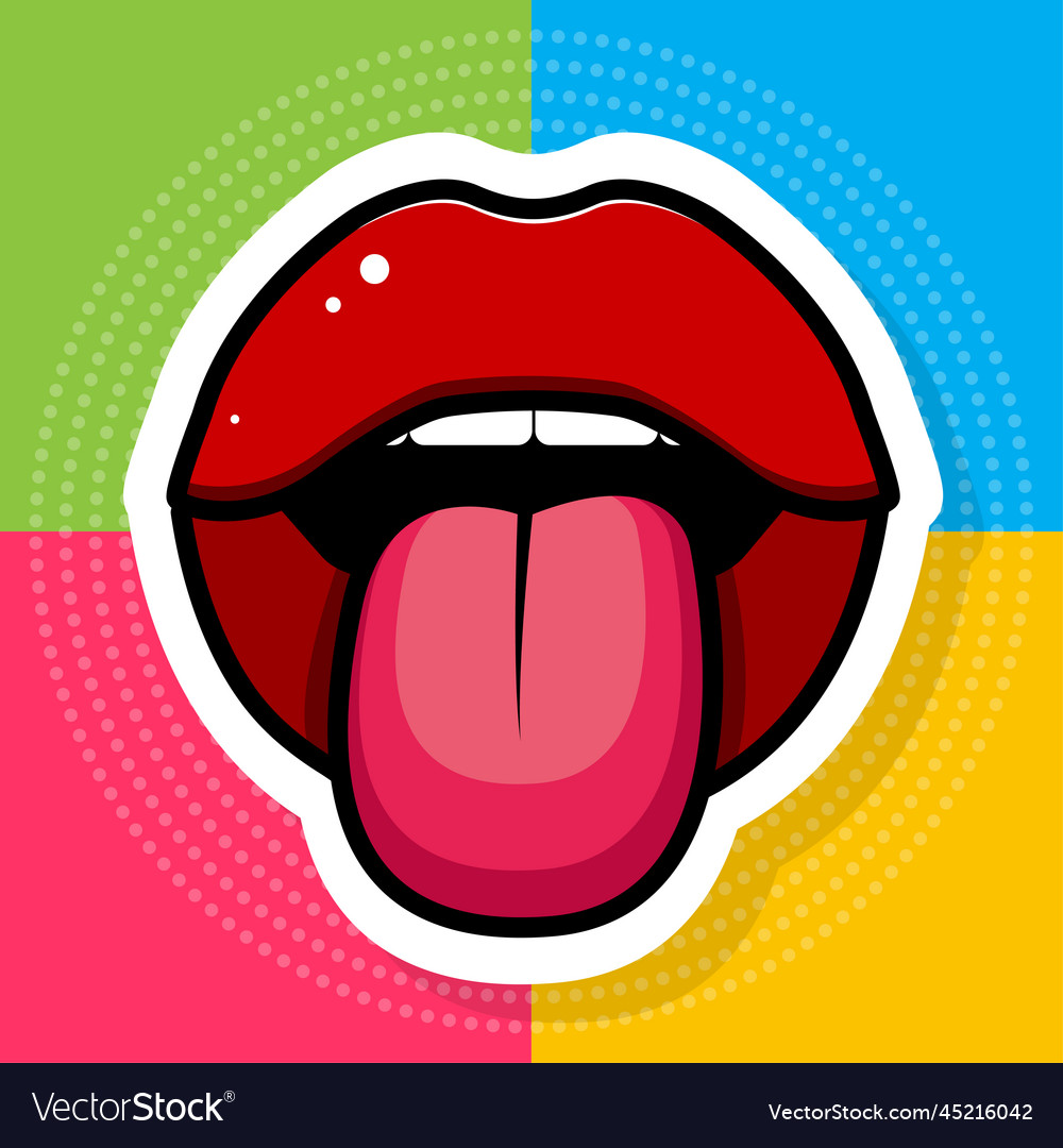 Cartoon lips pop art poster stickers Royalty Free Vector