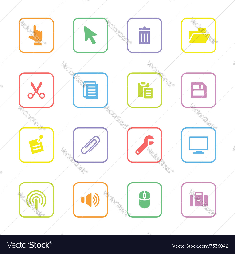 Colorful web icon set 3 with rounded rectangle fra