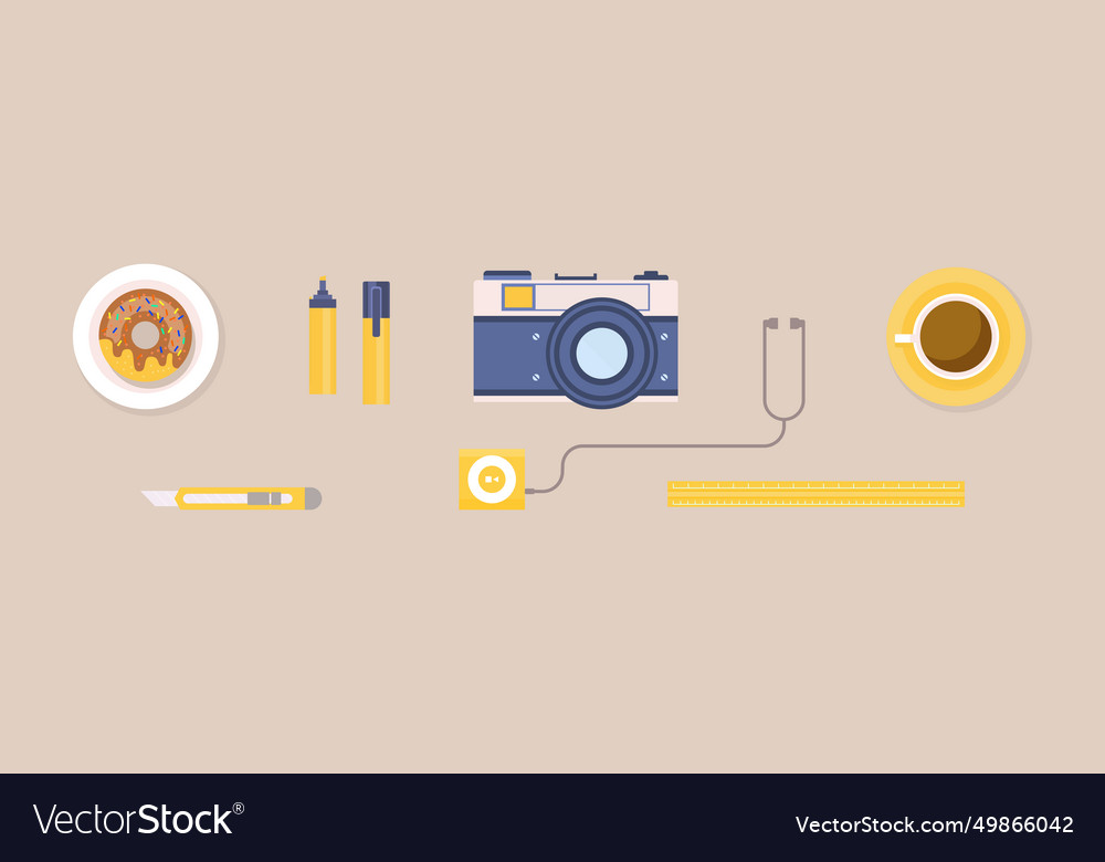 Desktop object with highlighter donut camera