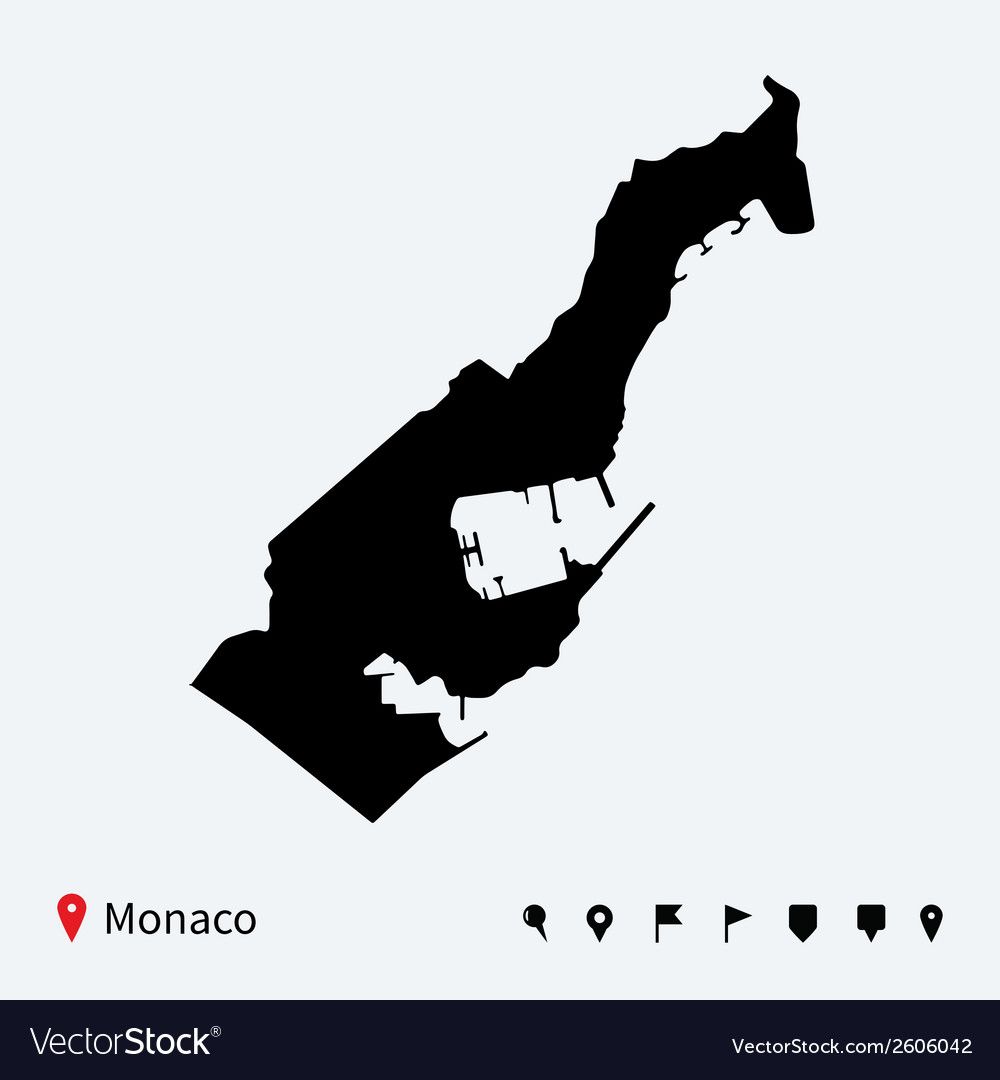 Detailed Monaco Map with Navigation Icons