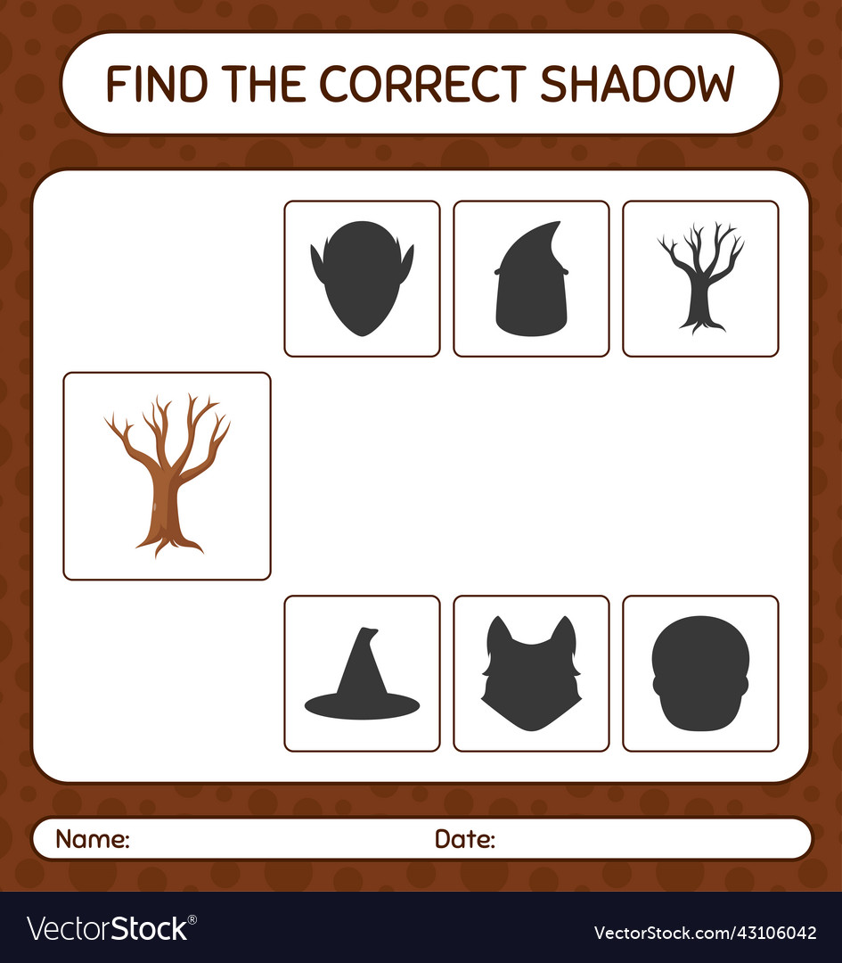 Find the correct shadows game with tree worksheet