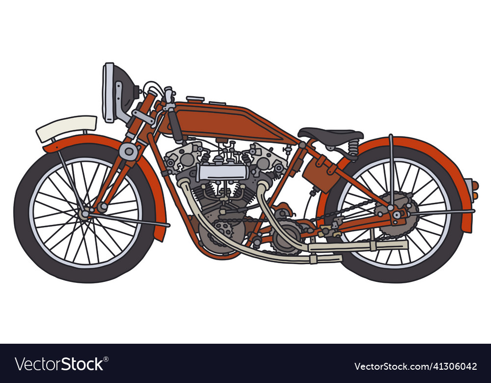 Hand drawing of a vintage motorcycle