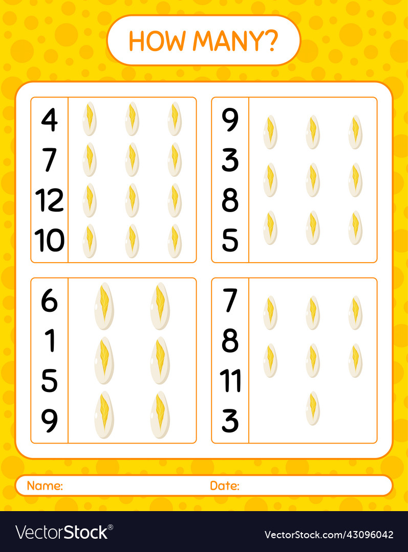 How many counting game with witloof worksheet vector image How many counting game with witloof worksheet