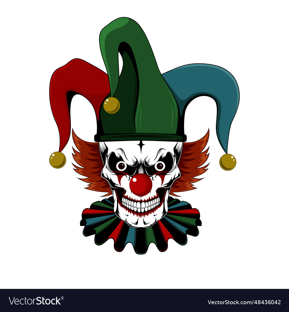 Image of a skull in buffoon hat Royalty Free Vector Image