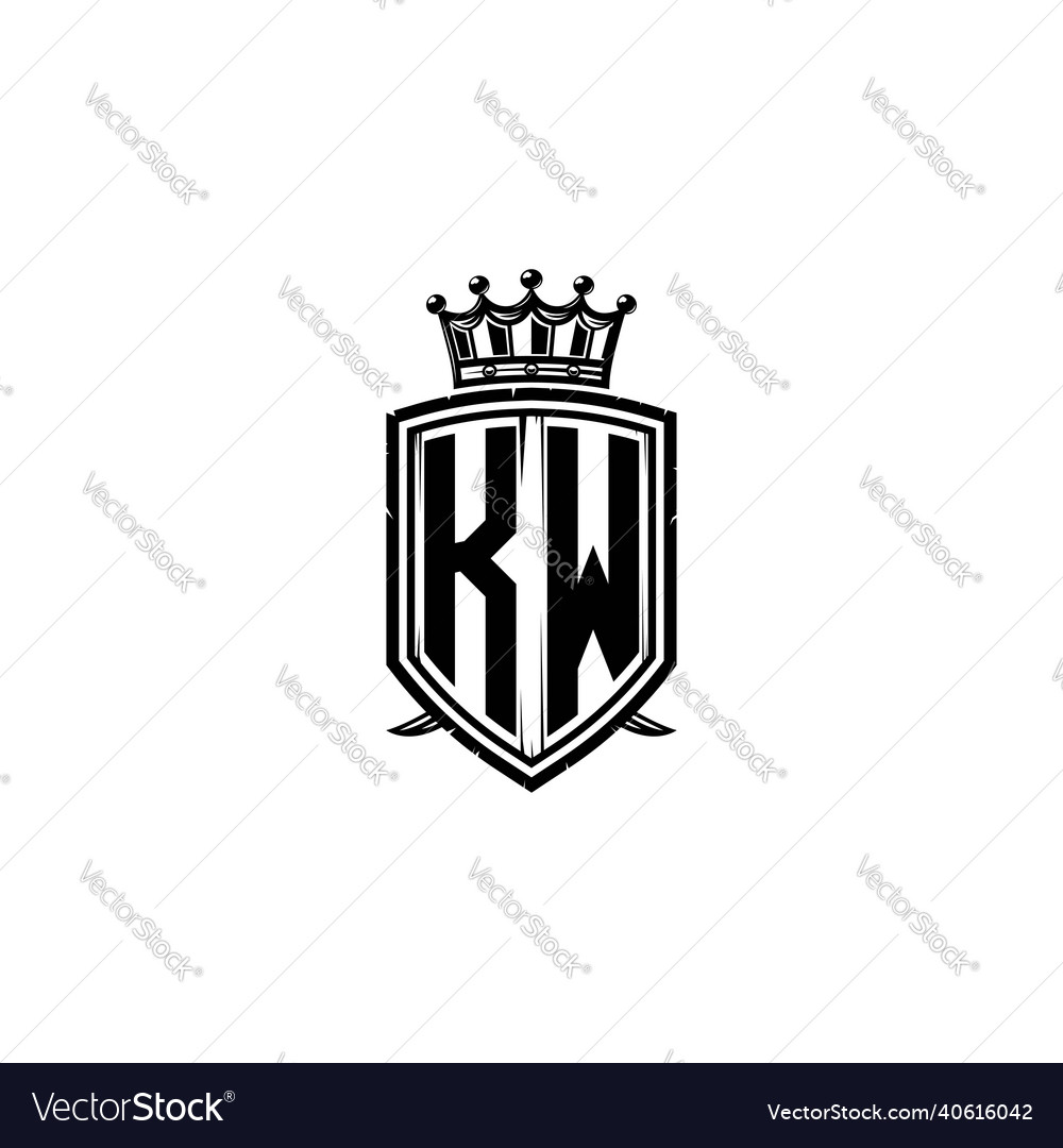 Kw Logo Monogram Shield Crown Luxury Design Vector Image