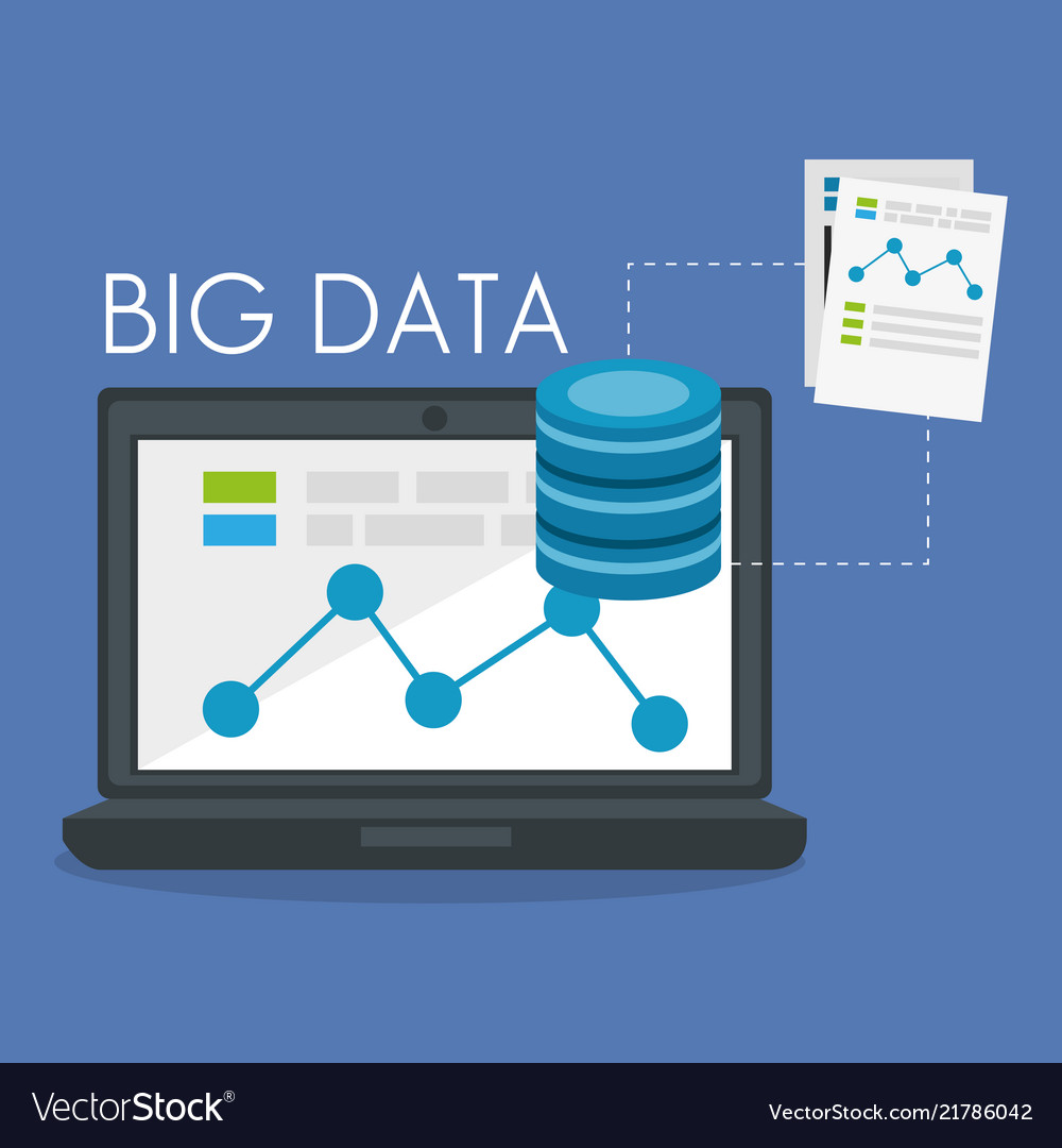 Laptop computer with big data icons