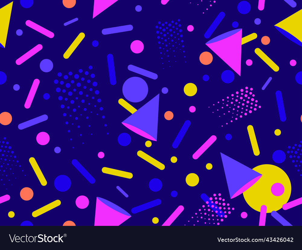 Memphis seamless pattern with geometric shapes Vector Image