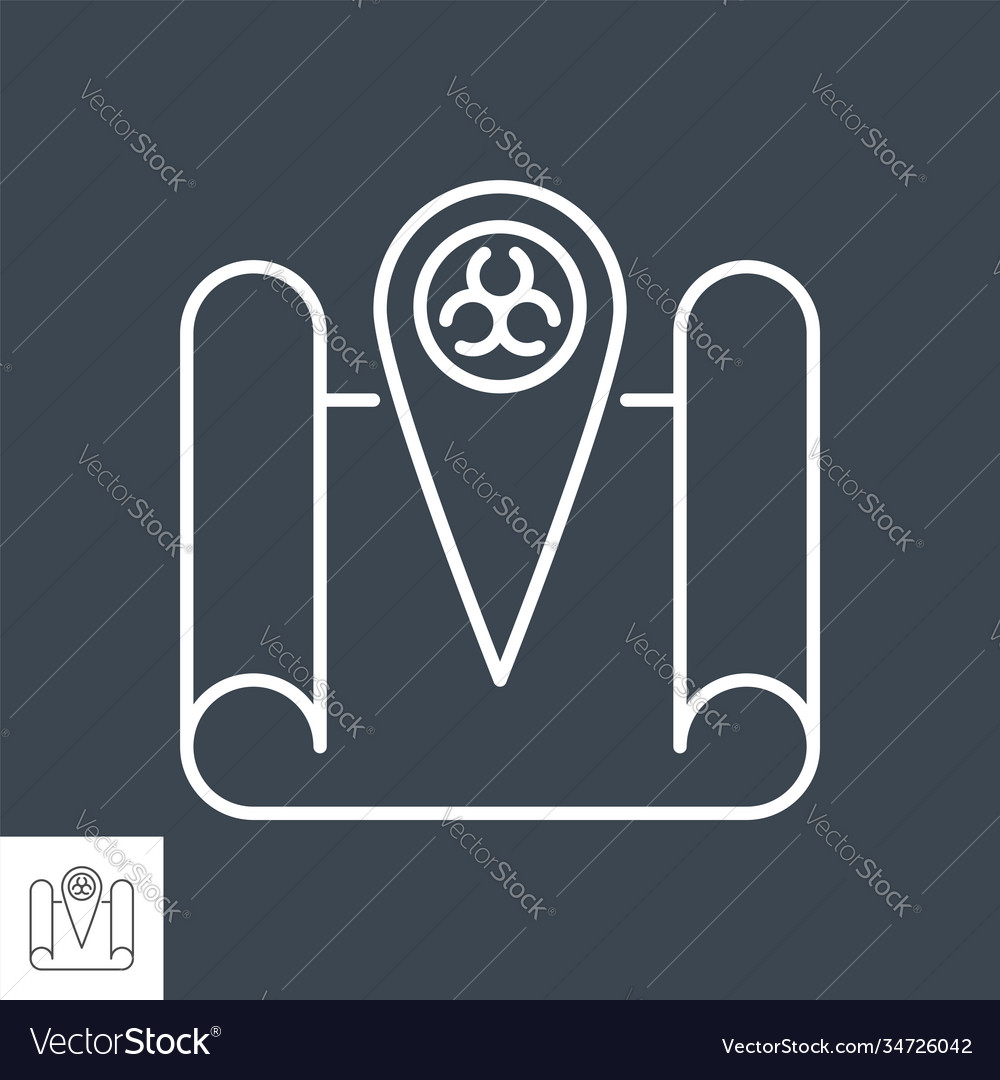 Outbreak virus map related thin line icon vector image Outbreak virus map related thin line icon