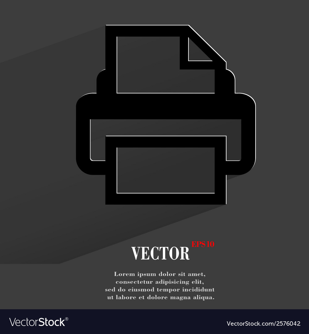 Printer flat modern web button with long shadow