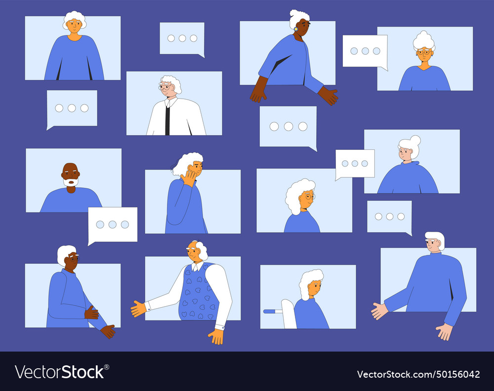 Retirement online community concept elderly Vector Image Retirement online community concept elderly