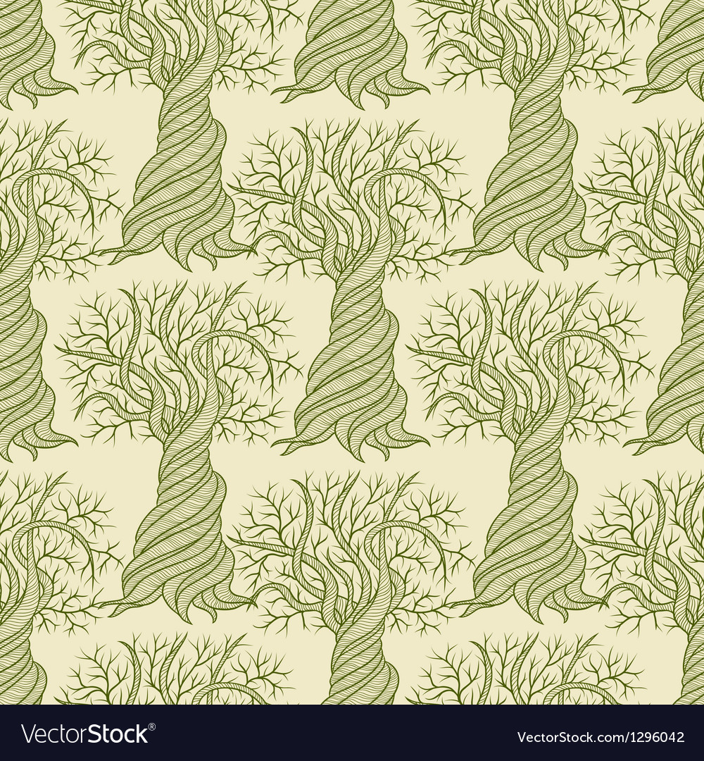 Seamless pattern with curling trees