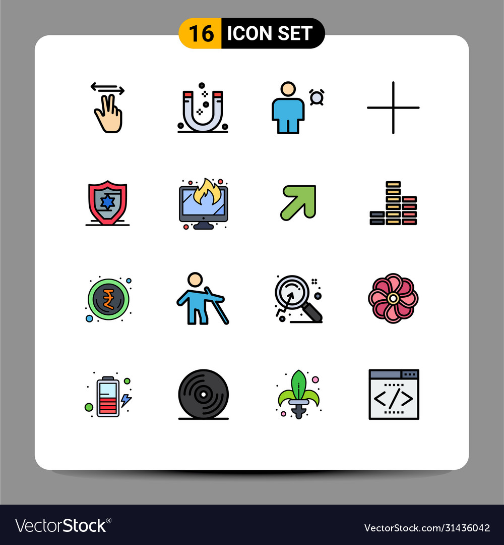 Set 16 flat color filled lines on grid