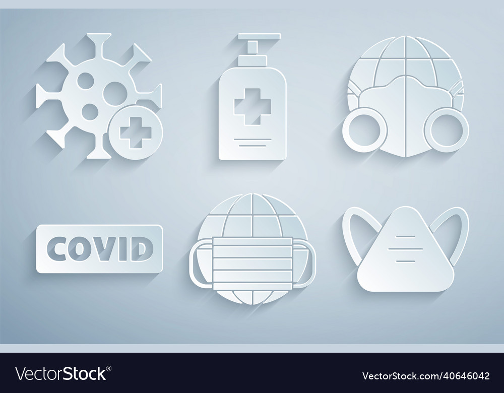 Set earth with medical mask corona virus covid-19 vector image Set earth with medical mask corona virus covid-19