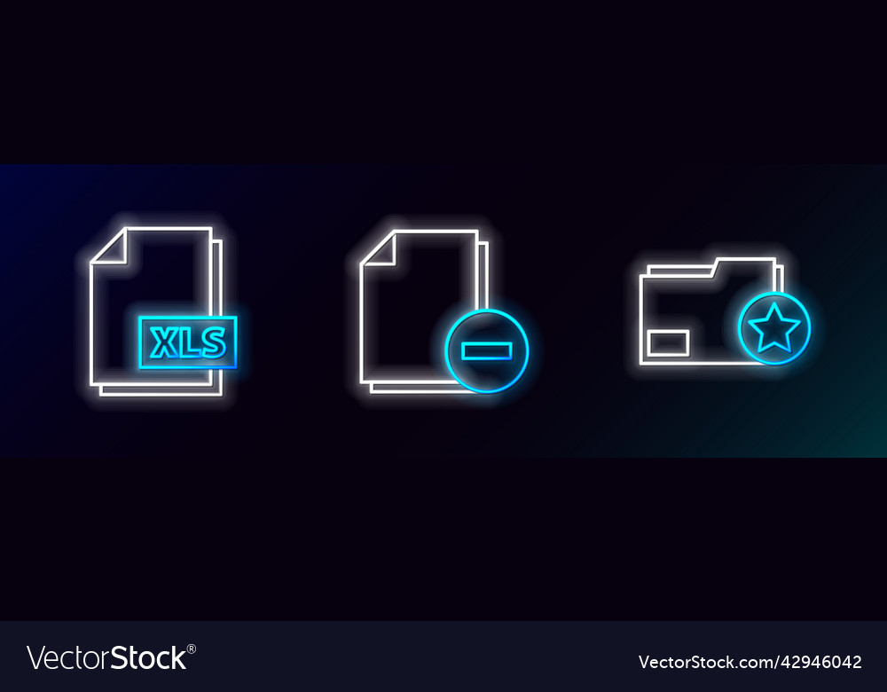Set line document folder with star xls file vector image Set line document folder with star xls file