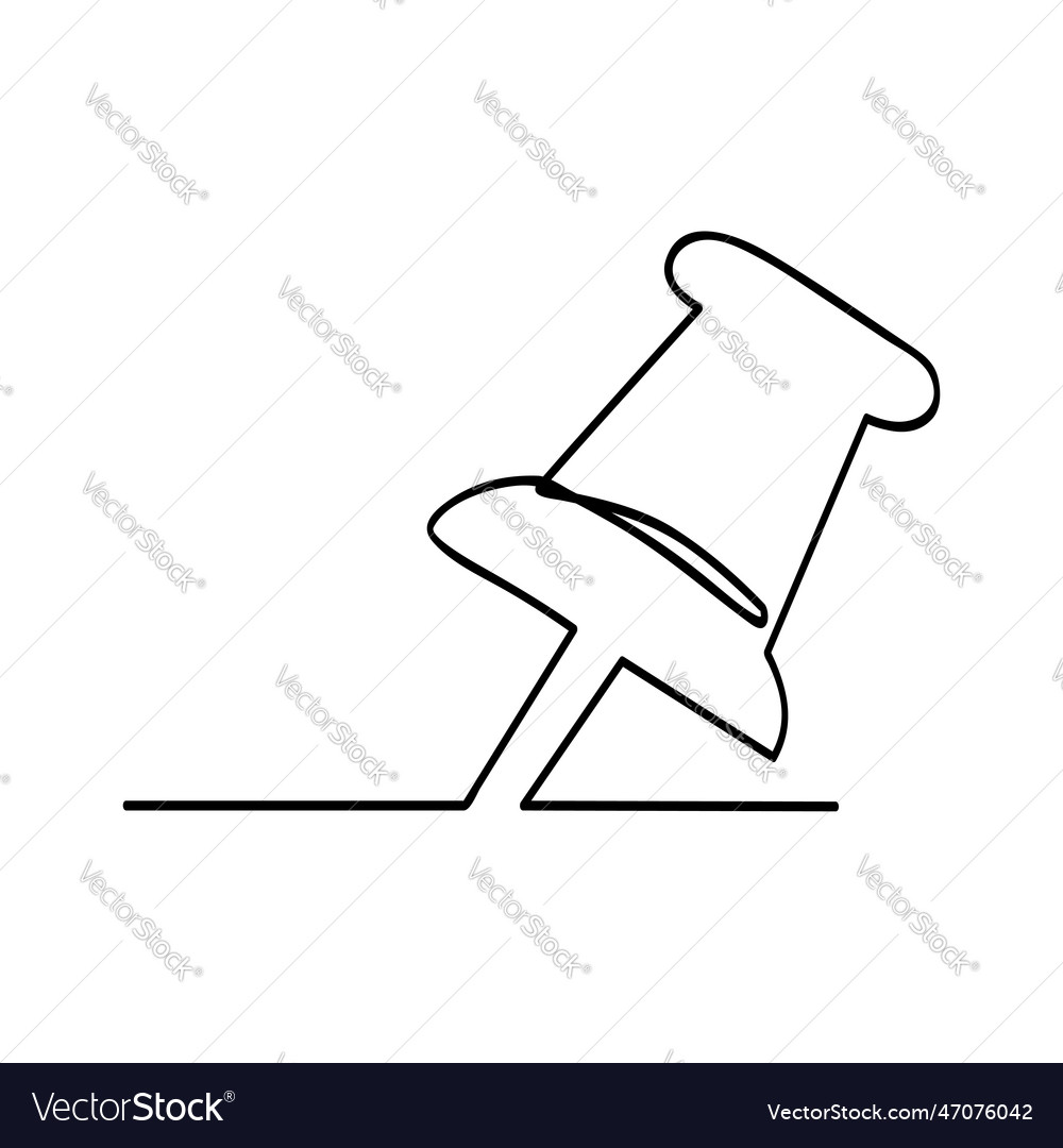 Simple sketch push pin single one line art