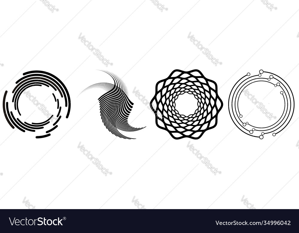 Spiral swirl twirl element set rotating circular vector image Spiral swirl twirl element set rotating circular