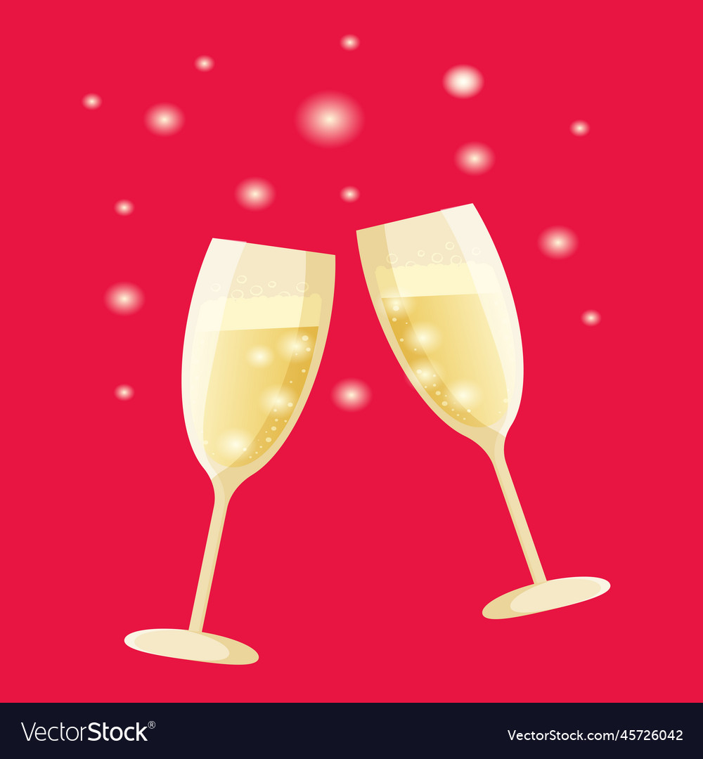 Two Sparkling Glasses Of Champagne On Pink Vector Image