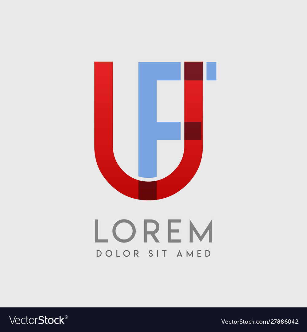 Uf logo letters with blue and red gradation