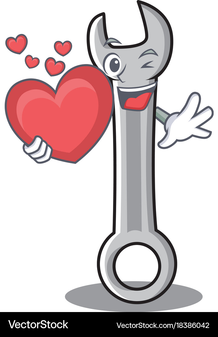 With heart spanner character cartoon style Vector Image