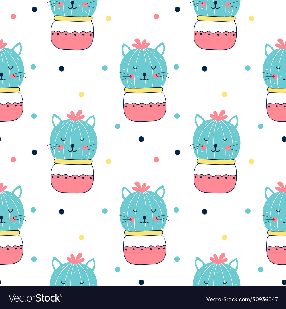 Cactus seamless pattern print design with slogan