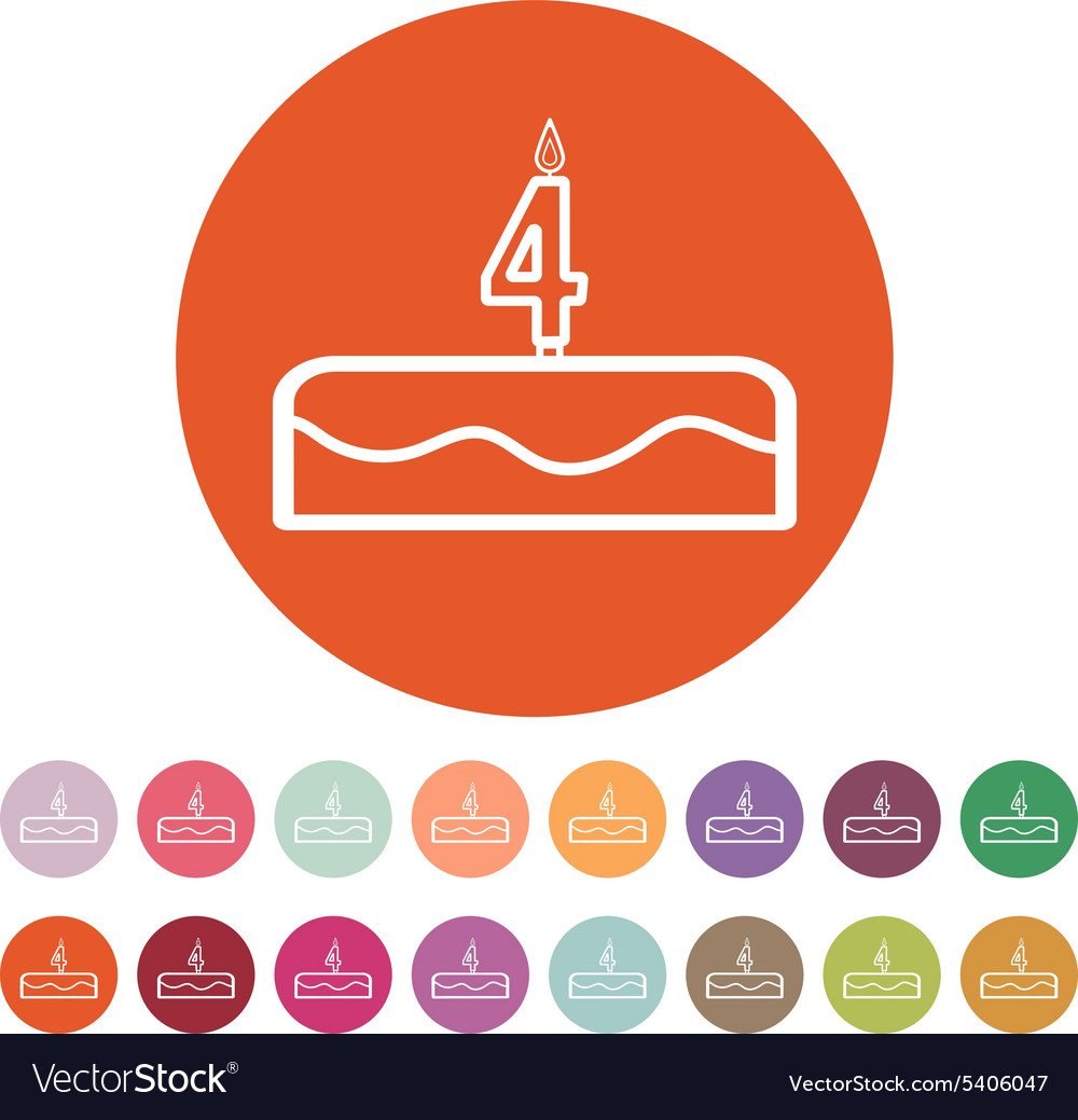 Cake with candles in the form of number 4 icon