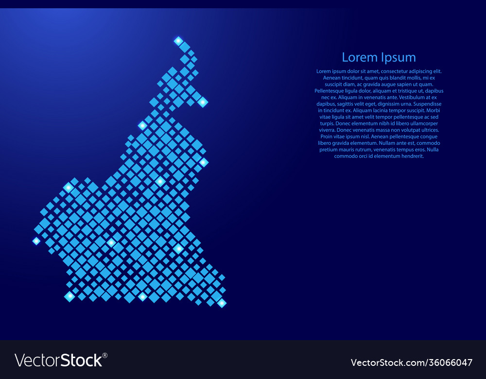 Cameroon map from blue pattern rhombuses
